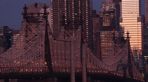 Queensboro Bridge at night Stock Footage 47285756