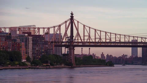 Queensboro Bridge Timelapse Gradient Wipe Stock Footage 132589727