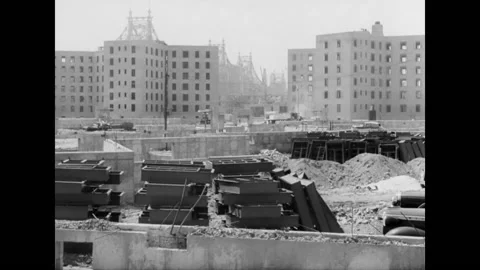 Queensbridge Public Housing Construction Project Impressions In New York Stock Footage