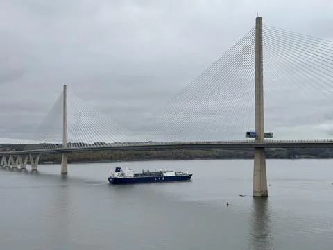 Queensferry Crossing Bridge over the River Forth in Scotland Stock Photos
