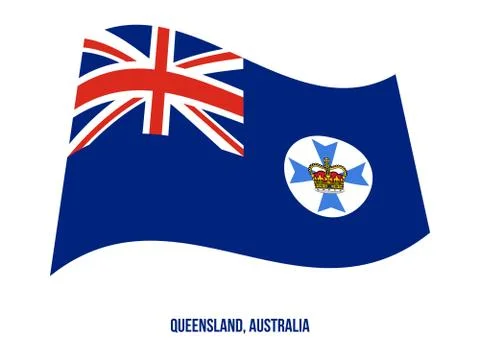 Queensland (Qld) Flag Waving Vector Illustration on White Background. Stock Illustration