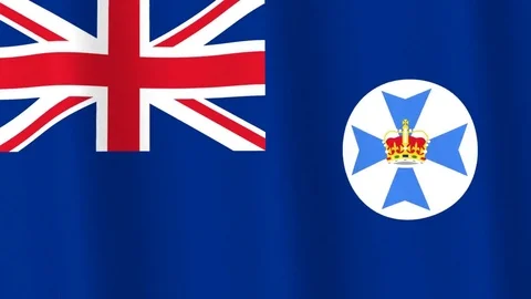Queensland realistic flag looping HD background Stock Footage 84280856