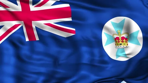 Queensland State Waving Flag Background Видео 204142570