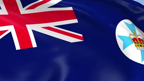 Queensland State Waving Flag Background Loop Stock Footage 317849292