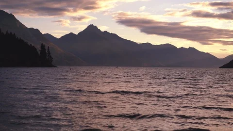 Queenstown Beach at sunset Stock Footage 129142685