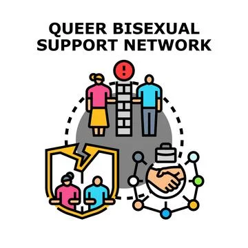 Queer bisexual people finding support network connection Stock-Illustration
