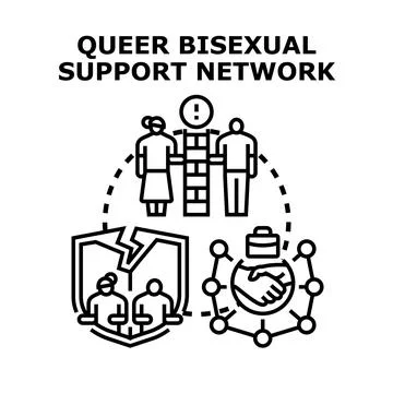 Queer bisexual people finding support network connection Stock-Illustration