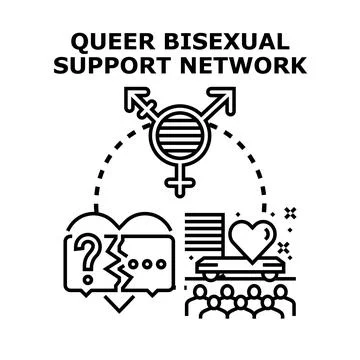 Queer bisexual support network concept illustration Stock Illustration