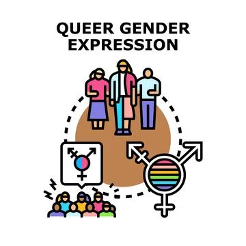 Queer gender expression and transgender identity embracing diversity Stock-Illustration