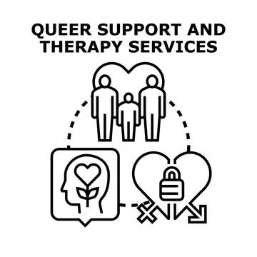 Queer support and therapy services concept illustration Stock Illustration