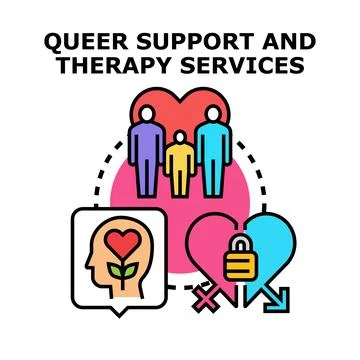 Queer support and therapy services concept illustration Stock Illustration