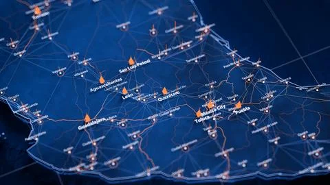 Queretaro map big data visualization. Futuristic map infographic of city in Stockillustratie