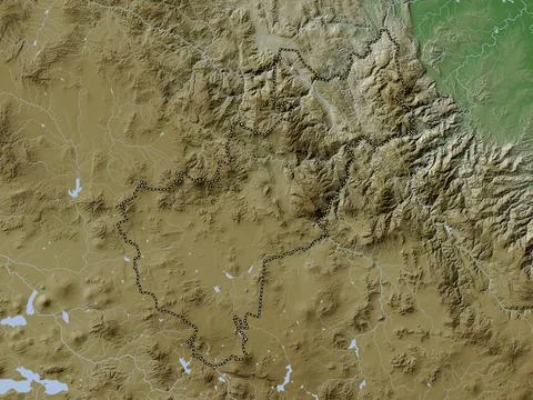 Queretaro, Mexico. Elevation map colored in wiki style with lakes and rivers Illustrazione stock