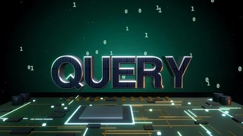QUERY 3D Text with Binary Data on a Circuit Board Stock Illustration