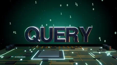QUERY 3D Text with Binary Data on a Circuit Board Stock Illustration