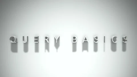Query basics 3D title animation white text on a white background Stock Footage 299429517