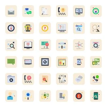 Query Essential Vector Set including 36 Grid Fitted Flat 128x128 Icons Stock Illustration