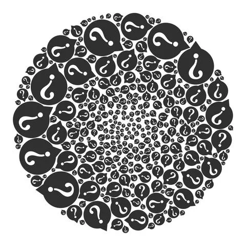 Query Icon Round Globula Collage Stock Illustration