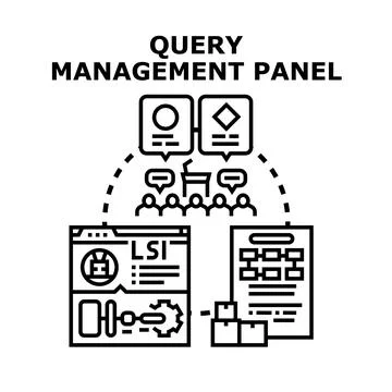 Query management panel analyzing data dashboard Stock Illustration