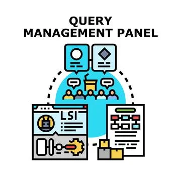 Query management panel analyzing data dashboard Stock Illustration