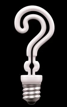 Query mark light bulb isolated on black Stock Illustration