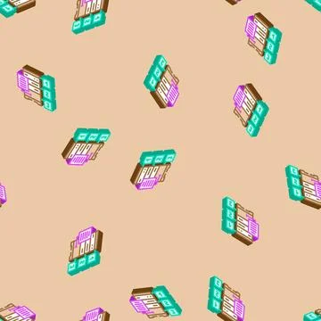 Query optimization database isometric icon seamless pattern Stock Illustration