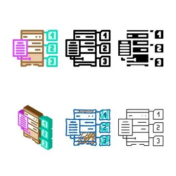 Query optimization set database color icon vector Illustration