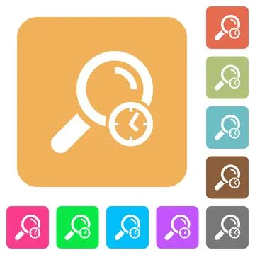 Query time rounded square flat icons Stock Illustration