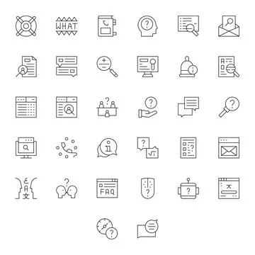 Query Vector Icon Repository containing 32 Thin Line Retina Ready Editable .. Illustrazione stock