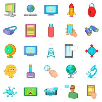 Querying data icons set, cartoon style Illustrazione stock