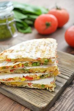 Quesadilla with chicken Stock Photos