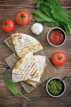 Quesadilla with chicken Stock Photos