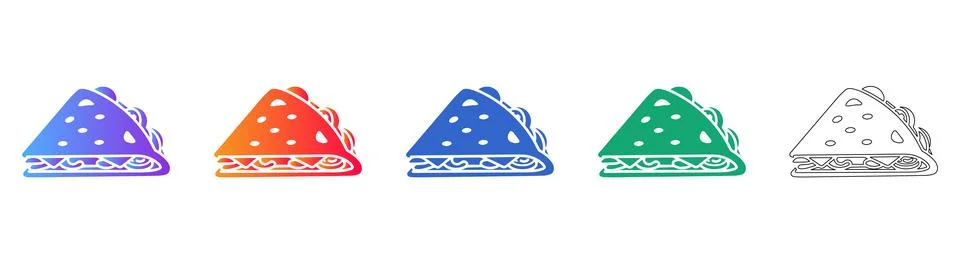 Quesadilla Triangle Food Vector Icon Set Stockillustratie