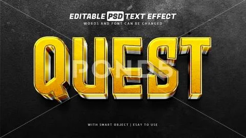 Quest 3d gradient text effect editable PSD Template