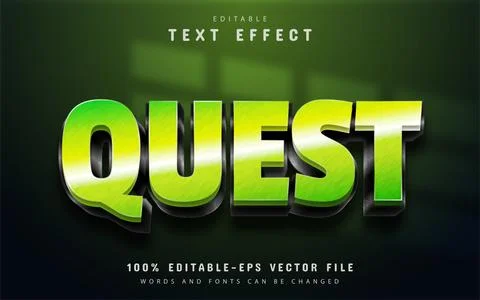 Quest 3d text effect editable Stock Illustration