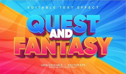 Quest and fantasy vector text effect with modern style design Illustration