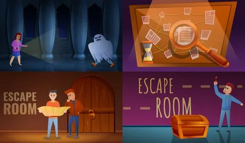 Quest banner set, cartoon style Stock Illustration