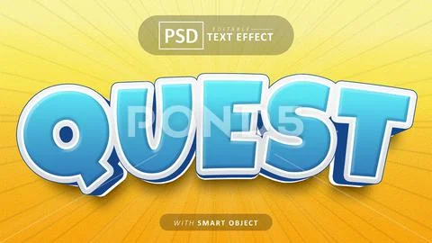 Quest cartoon style text effect editable PSD Template