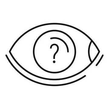 Quest eye question icon, outline style Stock Illustration