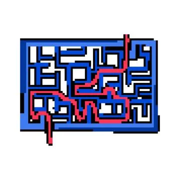 Quest labyrinth game maze pixel art vector illustration Stockillustratie