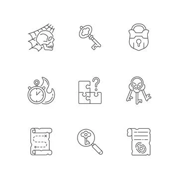Quest linear icons set Stock Illustration
