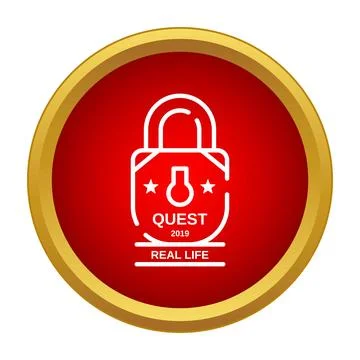 Quest real life padlock icon emblem game Stock Illustration