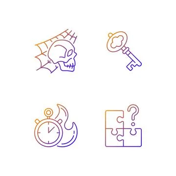 Quest room gradient linear vector icons set Illustrazione stock