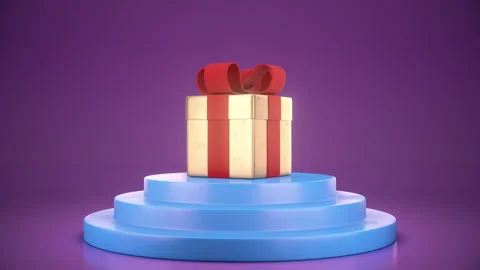 Quest Sign on Podium in Opening Gift Box Animation Vídeos de archivo 250260358