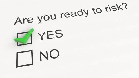 Question and answer: Are you ready to risk - Yes. Conceptual 3D rendering Illustration