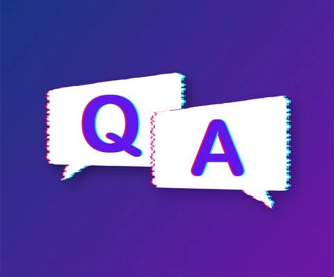 Question and Answer banner. Glitch icon. Megaphone banner. Web design. Vector Illustrazione stock