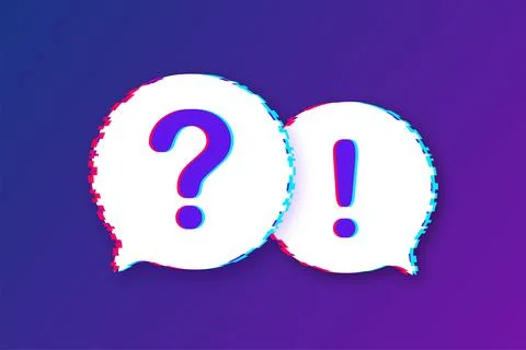 Question and Answer banner. Glitch icon. Megaphone banner. Web design. Vector Stock-Illustration