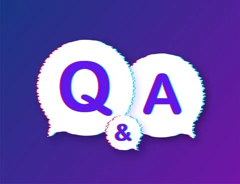 Question and Answer banner. Glitch icon. Megaphone banner. Web design. Vector 스톡 일러스트