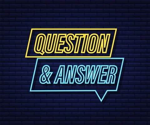 Question and Answer banner. Neon icon. Megaphone banner. Web design. Vector Stock Illustration