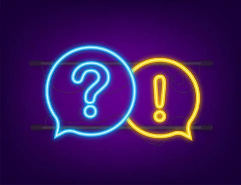 Question and Answer banner. Neon icon. Megaphone banner. Web design. Vector Illustrazione stock